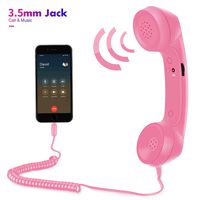 Cell Phone Handset,Retro Telephone Handset Anti Radiation Receivers 3.5MM for iPhone iPad,Mobile Phones,Computer (Pink)