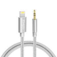 Aux Cable for car,Ebeylo Aux Cord Compatible with iPhone 6/7/8/X/Xs/Xr /11/11 Pro/iPad /iPod3.3ft 3.5mm Male Audio Adapter for Car Home Stereo &Headphone[Nylon Braided ] -Silver