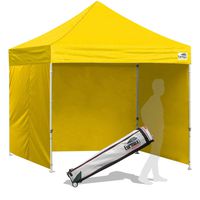 Eurmax 8x8 Feet Ez Pop up Canopy Tent, Pop-up Instant Tent, Outdoor Canopies Commercial Gazebo with Sidewalls Bonus Roller Bag (Yellow)