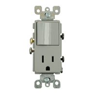 Leviton 5625-GY 15 Amp, 120 Volt, Decora Single-Pole, AC Combination Switch, Commercial Grade, Grounding, Gray