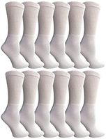 Yacht & Smith Men and Women Value Pack Of Ring spun Cotton Crew Diabetic, Nephropathy Socks (9-11, 12 Pairs White)