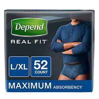 Depend Real Fit Incontinence Underwear for Men, Maximum Absorbency, Disposable, L/XL, Blue, 52 Count