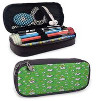 Soccer Stationery Pen Case Professional Player Athletics Pattern Football Shoes Balls on Grass Desk Storage Box W3.5xL7.9 Lime Green Yellow Black