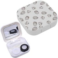 Portable Contact Lens Case Box Travel Kit Mirror + Bottle + Tweezers Container Holder [ Hazelnut ]