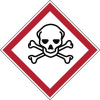 Brady 121200 Polyester GHS Severe Toxic Picto Label , Black/Red On White,  1.5" Height x 1.5" Width,  Pictogram "Servere Toxic" (1 Per Card,  20 Labels)