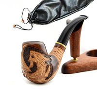 "Dragon II" Wooden Hand Made Tobacco Smoking Pipe Pouch Pipes Pear Wood
