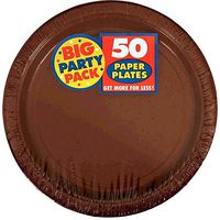 Big Party Pack Chocolate Brown Paper Plates | 9" | Pack of 50 | Party Supply