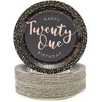 Happy 21st Birthday Party Paper Plates (8.9 in, 80 Pack)