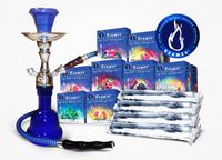 Premium 12" Hookah, 3 Boxes of Beamer Hookah Molasses Flavors, 30 Charcoals, Beamer Card and Accessories!