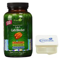 Irwin Naturals 3-in-1 Carb Blocker, Appetite Control Metabolism Support Supplement - 150 Liquid Softgels Bundle with a Lumintrail Pill Case