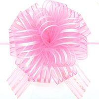 FQTANJU Pull Bow, Large, Organza, 6 Inches, Pink, 5 Pieces