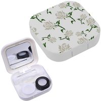 Portable Contact Lens Case Box Travel Kit Mirror + Bottle + Tweezers Container Holder [ Roses ]