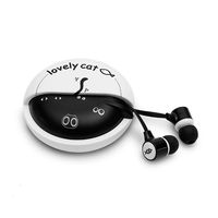QearFun Stereo 3.5mm In Ear Cat Earphones Earbuds with Microphone With Earphone Storage Case For iPhone Samsung MP3 iPod PC Music (Black)