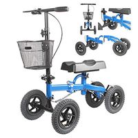 ZBYL Knee Walker with 10 Inch 4-Wheel Pneumatic Tire, Height Adjustable Heavy Knee Scooter Crutches Alternative