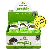 Amrita Gluten-free Plant-based Chocolate Maca Protein Bar, Pack of 12