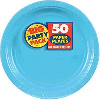 Amscan Caribbean Blue Dessert Paper Plate Big Party Pack, 50 Ct., 7"