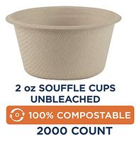 100% Compostable Portion Cups by World Centric, Made from Unbleached Plant Fiber, Souffle/Portion Cups, 2 oz (Pack of 2000)