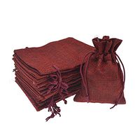 Bezall 20pcs Drawstring Burlap Jute Sacks Jewelry Candy Pouch Christmas Wedding Party Favor Gift Bags (Wine, 2.7 x 3.5")