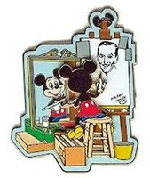 Disney Mickey Artist Easel 3D Norman Rockwell Spoof Self Portrait Pin 6318