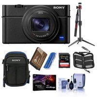 Sony Cyber-Shot DSC-RX100 VII Digital Camera - Bundle with 64GB SDXC U3 Card, Table top Tripod, Camera Case, Spare Battery, Memory Wallet, Cleaning Kit, Card Reader, Pro PC Software Package