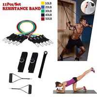 11 Pcs Resistance Bands Set for Home Workout - Durability Exercise Bands with Door Anchor - Stackable Resistance Bands Help You Burning Fat & Increase Muscle for Training, Physical Therapy, Yoga