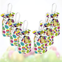 Easter Gift Bags with Handles - 6 Drawstring Fabric Gift Bags - Easter Bag for Kids - Medium Easter Tote Bags - Easter Treat Bags Large - Easter Egg Hunt Bags - Reusable Easter Goody Bags