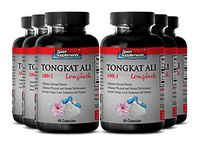 Boost Testosterone and Male Libido with Herbals - Tongkat Ali Root Extract 100: 1 - Boost Sexual Desire, Increase Sexual Activity, Sensations and Testosterone (6 Bottles 360 Capsules)