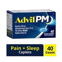 Advil PM (40 Count, Pack of 2) Pain Reliever / Nighttime Sleep Aid Coated Caplet, 200mg Ibuprofen and 38mg Diphenhydramine Citrate