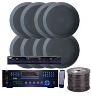 Pyle KTHSP85DVBK 4 Room Home In-Ceiling Speakers W/DVD/MP3 Amp System (Black)