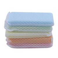 Underleaf 5pcs/pack Wipe Kitchen Scouring Pad With Mesh Sponge Decontamination Brush Pot Sponge Cleaning Brush Dish Sponge Block