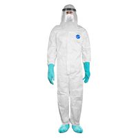 Biohazard Personal Protective Equipment Kit - Tyvek Disposable Coveralls with Hood, N95 Mask, Gloves, Face Shield- L (Extra Large)