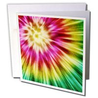 3dRose Tie Dye Starburst Design, Green, Yellow, Red Greeting Cards, 6" x 6", Set of 6 (gc_18158_1)