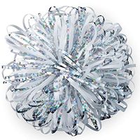 Hallmark White and Silver Metallic Pom Pom Gift Bow