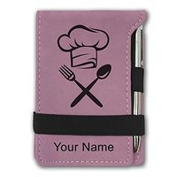 Mini Notepad, Chef Hat, Personalized Engraving Included (Pink)