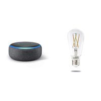 Echo Dot (3rd Generation) - Charcoal with 1 Bulbrite Solana SMART LED Filament WiFi Edison Smart Bulb