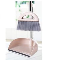 Family Soft-wool Plastic Broom Combination -35.8/29.5-inch Long Handle Stainless Steel Single Broom Trash Can Combination And Dust Pan Stand Grip Whisk For Group, Office.
