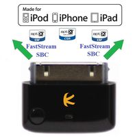 KOKKIA i10_Pro (Black) : Bluetooth Transmitter Splitter with switchable aptX/Low-Latency aptX/FastStream/SBC codecs, Compatible with 30-pin Connector iPod,iPhone,iPad. Compatible with AirPods.