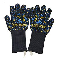 Lyperkin 1Pc BBQ Grill Gloves, Heat Resistant - Aramid Glove Fireproof for Smoker Baking - High Temperature Insulation Grilling Gloves - Anti-scalding Cooking Mitt