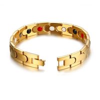 HiTreasure Power 4 Elements Gold Titanium Steel Magnetic Therapy Bracelet for Arthritis Carpal Tunnel Men Women