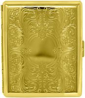 Gold Victorian Scroll (Full Pack 100s) Metal-Plated Cigarette Case & Stash Box
