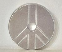 Spinners Peace Sign 45 RPM record Adapter Aluminum, Spinners Triskelion Spiral Turntable Adapter All New Polished Aluminum