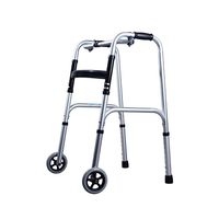 KALO Deluxe Folding Walker with 5" Front Wheels Height Adjustable One Button Release by