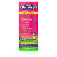 Benadryl-D Children's Allergy and Sinus Liquid Grape 4 oz (Pack of 3)