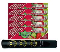 Herb Airtight Tube Pocket Protector with Juicy Jay's Strawberry Kiwi 1.25 Flavored Hemp Rolling Papers 5 Count DC Crafts Nation- Happy Face