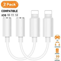 for iPhone to 3.5mm Headphone Jack Adapter Eerphone Adapter for iPhone X/Xs/Xs Max/XR/7/7Plus /8/8Plus, for iPhone Dongle 3.5mm Aux Audio Jack Earphone Splitter Jack Stereo Cable White [2-Pack]