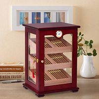 Mandycng Luxury 150 Cigars Display Humidor Cabinet, CEO 3 Trays Cigar Display Storage with Hygrometer, Home Office Executive Manager Cigar Collectible Display Decor Furniture