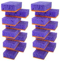 Okleen Purple and Orange Multi Use Scrub Sponges. Made in Europe. 18 Pack, 4.3x2.8x1.4 inches. Heavy Duty & Non Scratch Fiber. Odorless, Durable, Delicate, Rinse Clean Violet Scrubber for Dirt