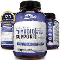 Thyroid Support Complex with Iodine + BioPerine - 120 Vegetarian Capsules Natural Supplement - Energy & Focus Formula, Boosts Brain Function & Metabolism, Concentration, with B12, Ashwagandha