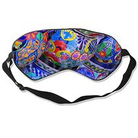 Natural Silk Eye Mask for Sleeping - Novel Beautiful Bowl Colorful Pottery Prints Blindfold Eye Cover with Adjustable Strap, Washable & Super Soft Sleep Cover for Night Sleeping, Nap, Meditation