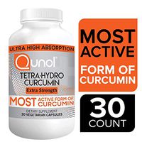 Qunol Turmeric Tetra-Hydro Curcumin 400mg, The Most Active Form of Curcuminoid, 95% Tetra-Hydro Curcuminoids, Anti-Inflammatory† and Joint Support* Supplement, Vegetarian Capsules, 30 Servings